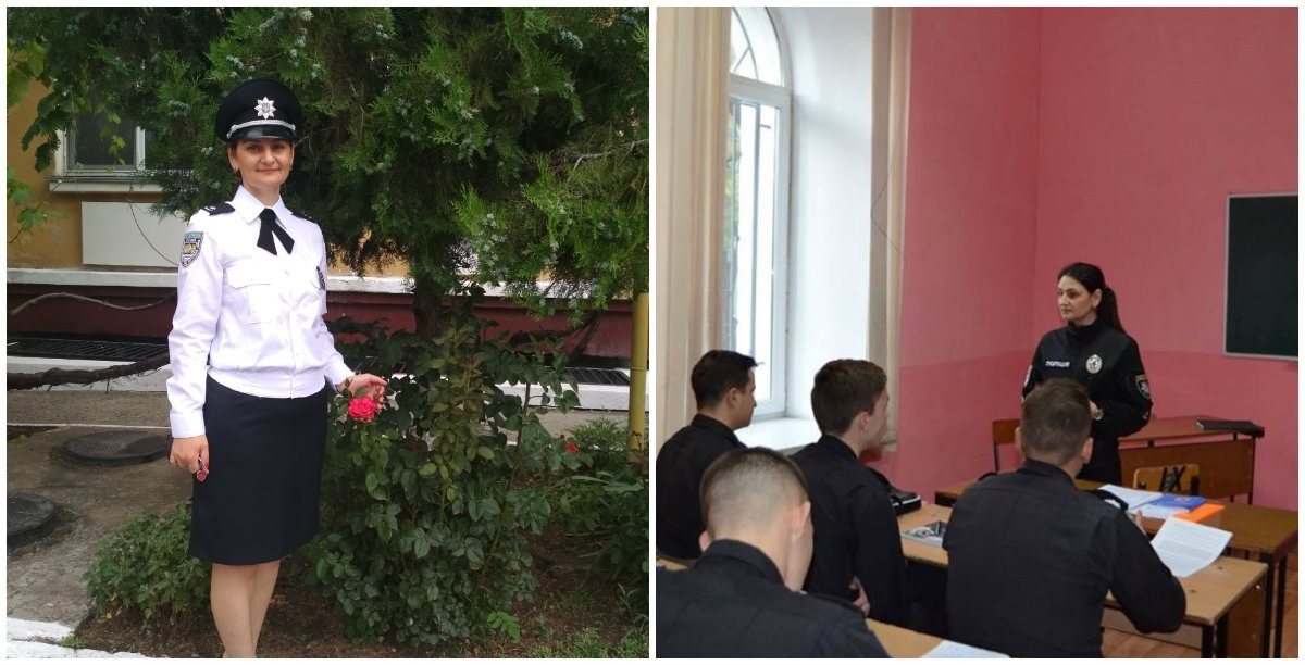 Олена Проценко на службі у Біляївці, і згодом, під час роботи викладачкою університету внутрішніх справ 