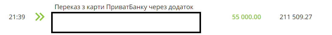 Це кошти на тепловізор від біляївчанки, які на нижньому скріні я їй повернула на нього. Тепловізор доставлений у надійні руки оборонців