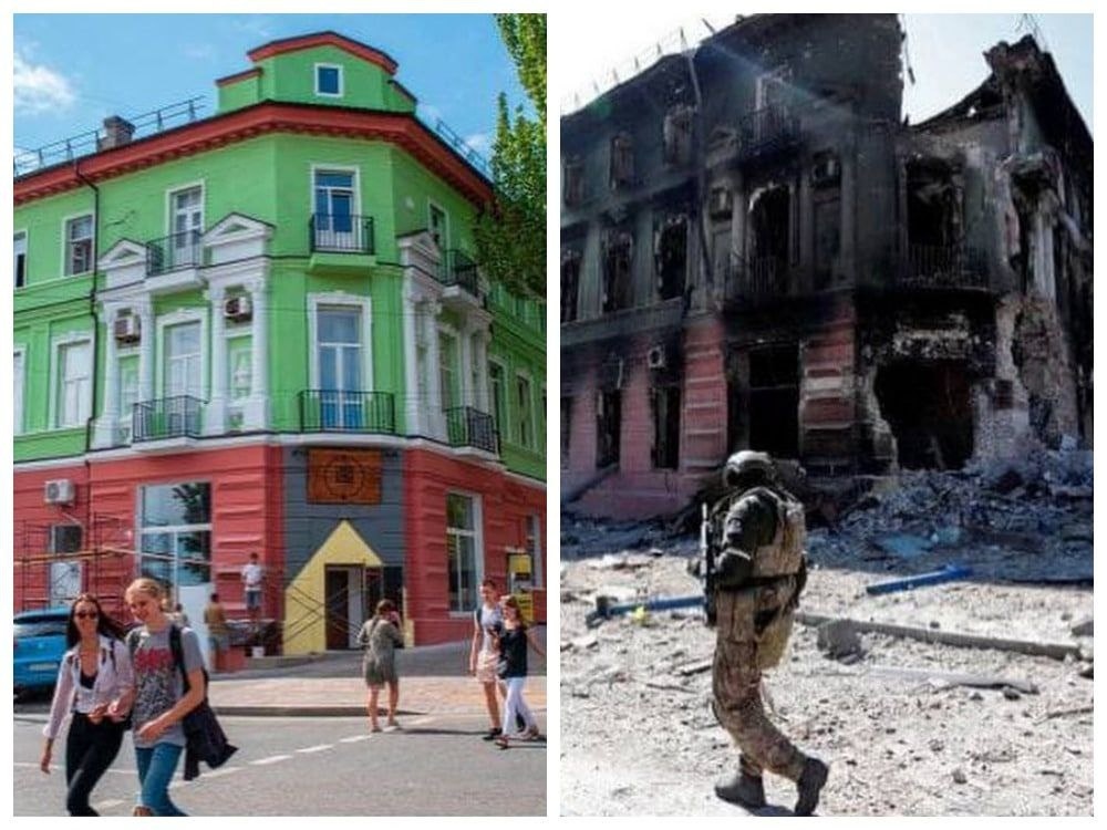 На фото – зруйнована в Маріуполі історична будівля. Будинок пережив дві світові та одну громадянську війни. У 2014 році переселенці з Донецька започаткували тут свій бізнес. А у 2022-му сюди прийшов "руській мір"