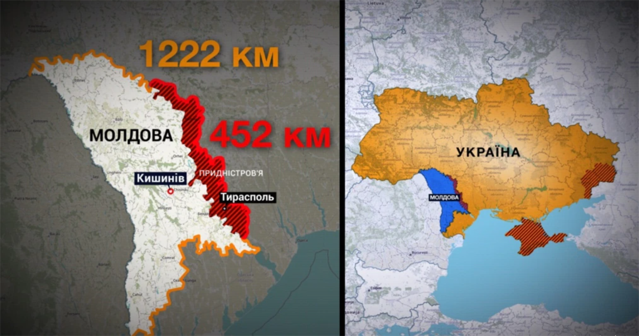 Так виглядала карта окупованих територій України та Молдови, станом на 23 лютого 2022 року