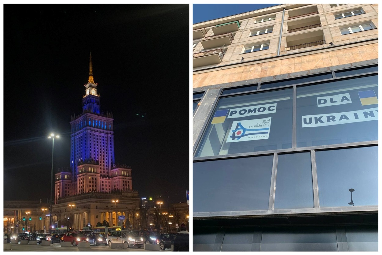 Варшава. Праворуч, інформація для українців, де вони можуть отримати допомогу