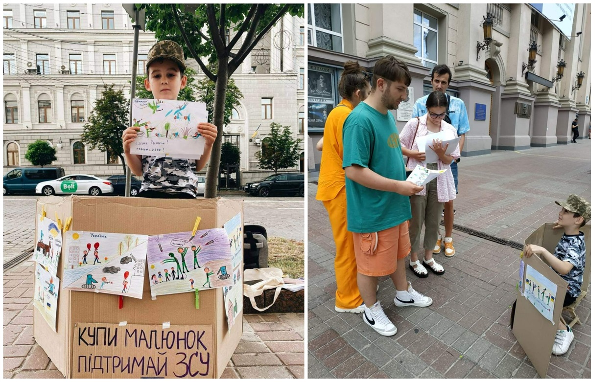 7-річний Женя з Києва продає свої малюнки та допомагає армії