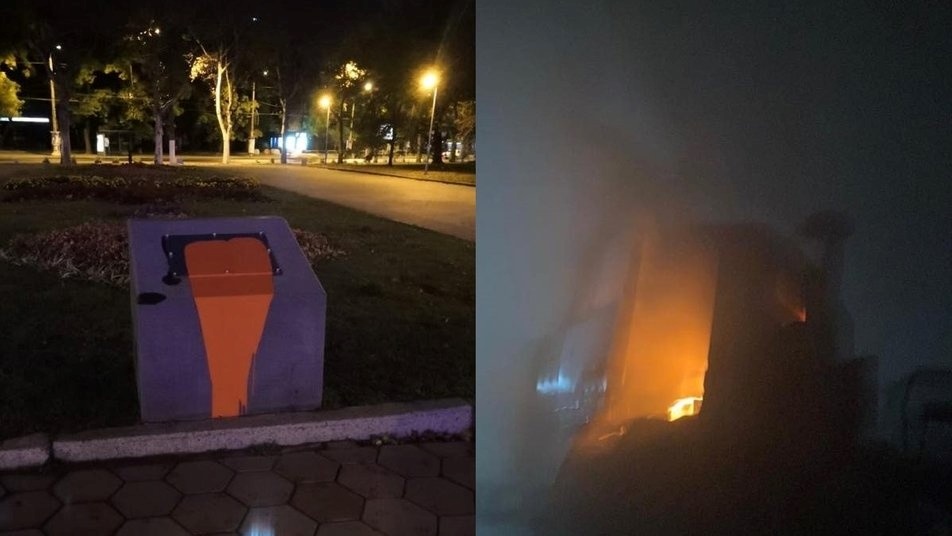 Облитий пам'ятник та підпал авто в Одесі 