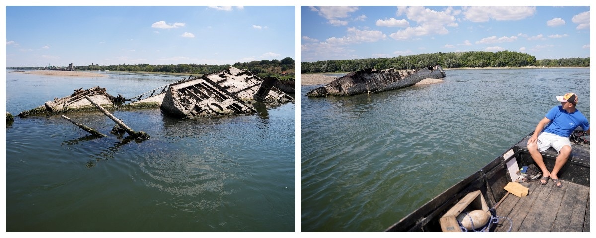 Затонулі кораблі, які оголив низький рівень води