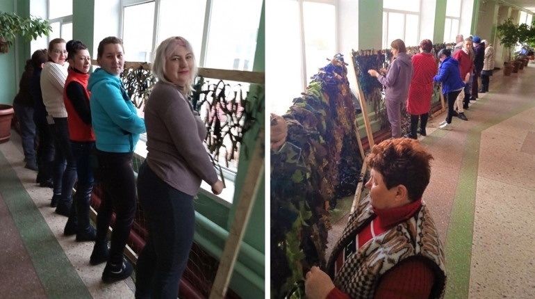 Вчителі Біляївського ліцею№1 плетуть маскувальні сітки для захисників