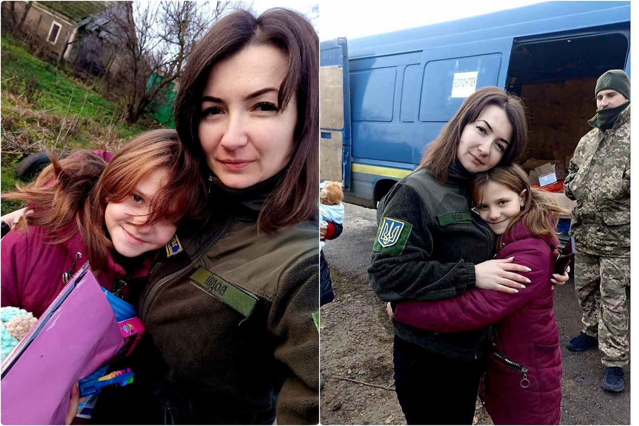 Волонтерка Інна з дівчинкою Аріною