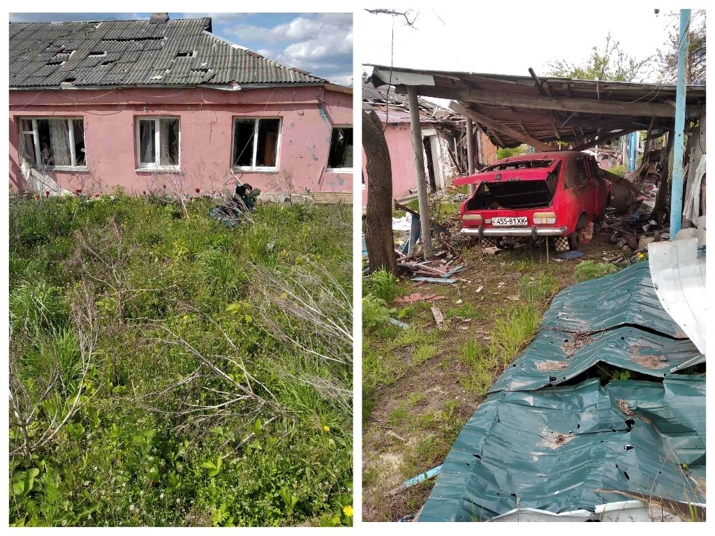 Будинок та машина, які родина Леонових залишили у селі Перемога, на Харківщині