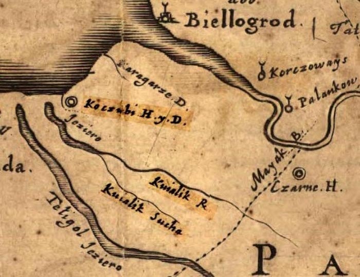 Фрагмент карти Боплана, 1648 рік