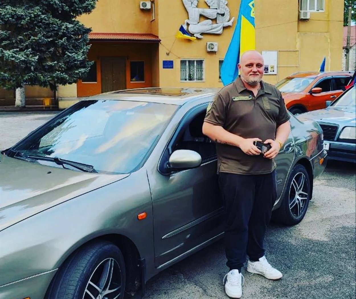 Олександр Мороз під час патріотичного автопробігу у Біляївці
