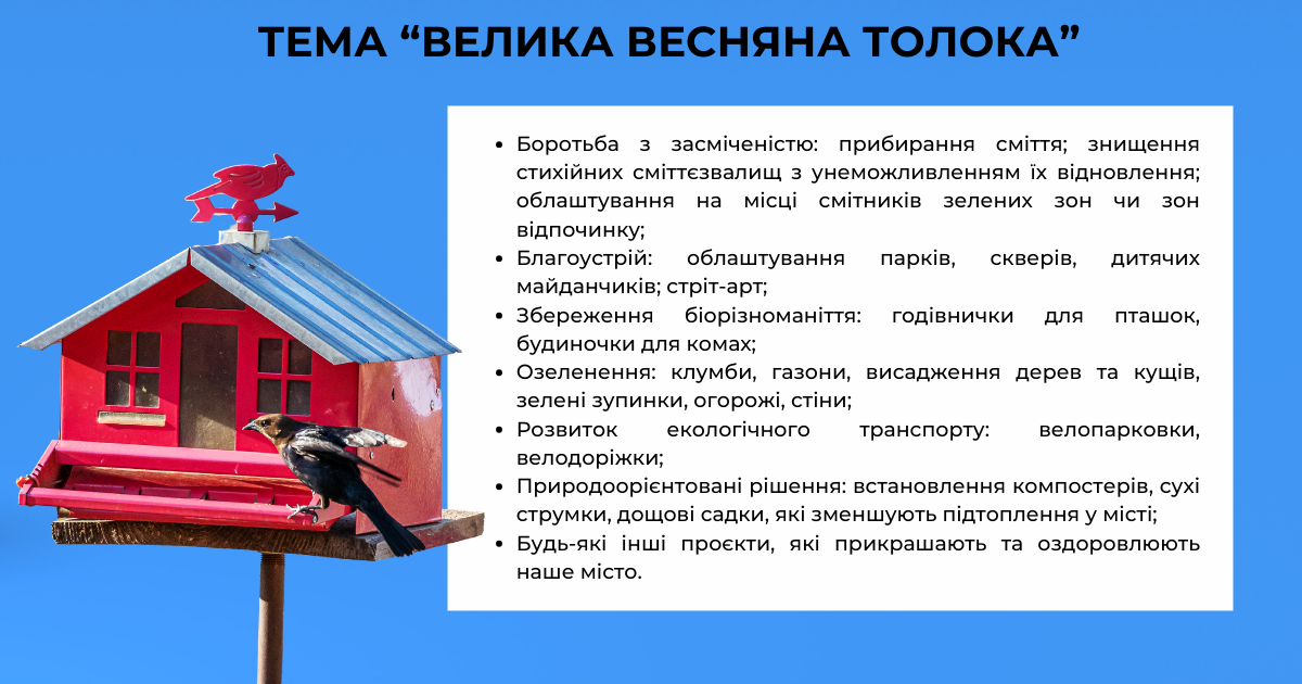 Проєкти сезону "Великої весняної толоки" мають сприяти реалізації таких цілей. 