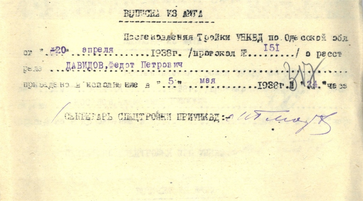 Федот Петрович Давидов, репресований, засуджений до розстрілу 