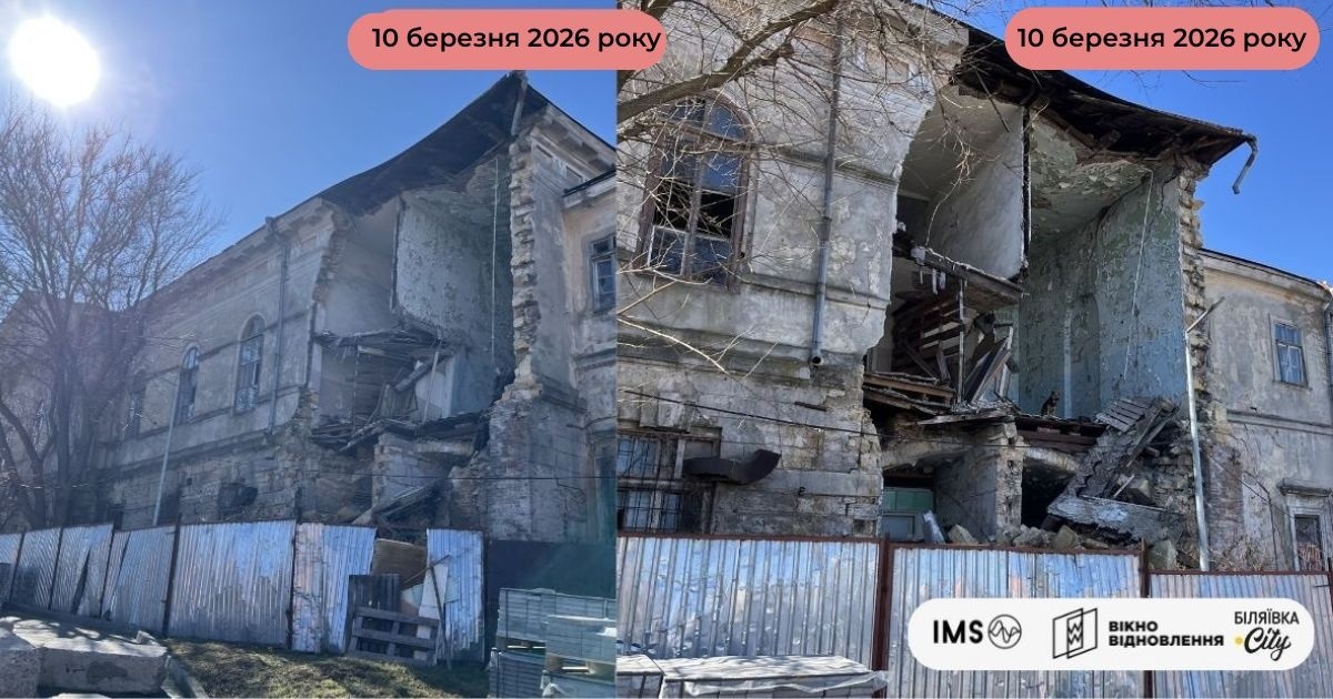 З 15 червня 2025 року будівля навіть мінімально не законсервована після обстрілу